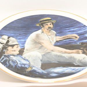 Classic art on porcelain. Boating by Edward Manet (1832-1883)